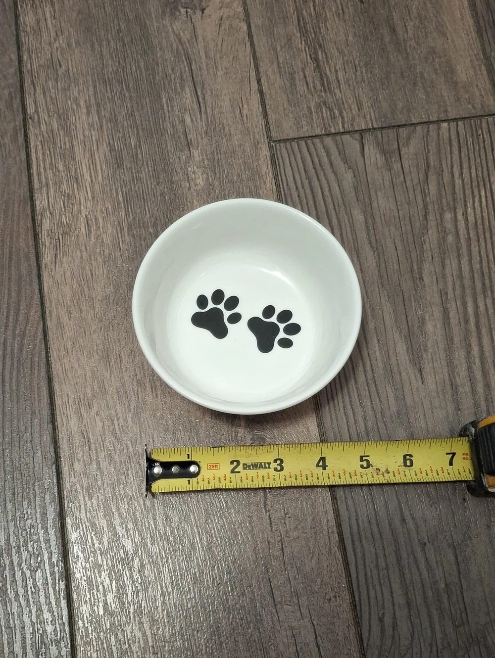 Necoichi  Ceramic Pet Bowl with Black Paw Prints